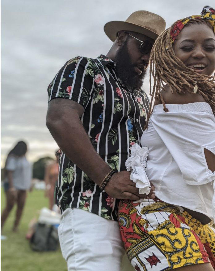 couple at caribbean carnival fete