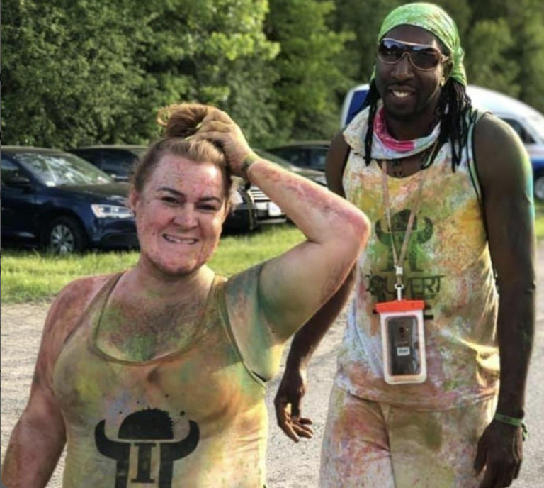 couple at caribbean carnival jouvert