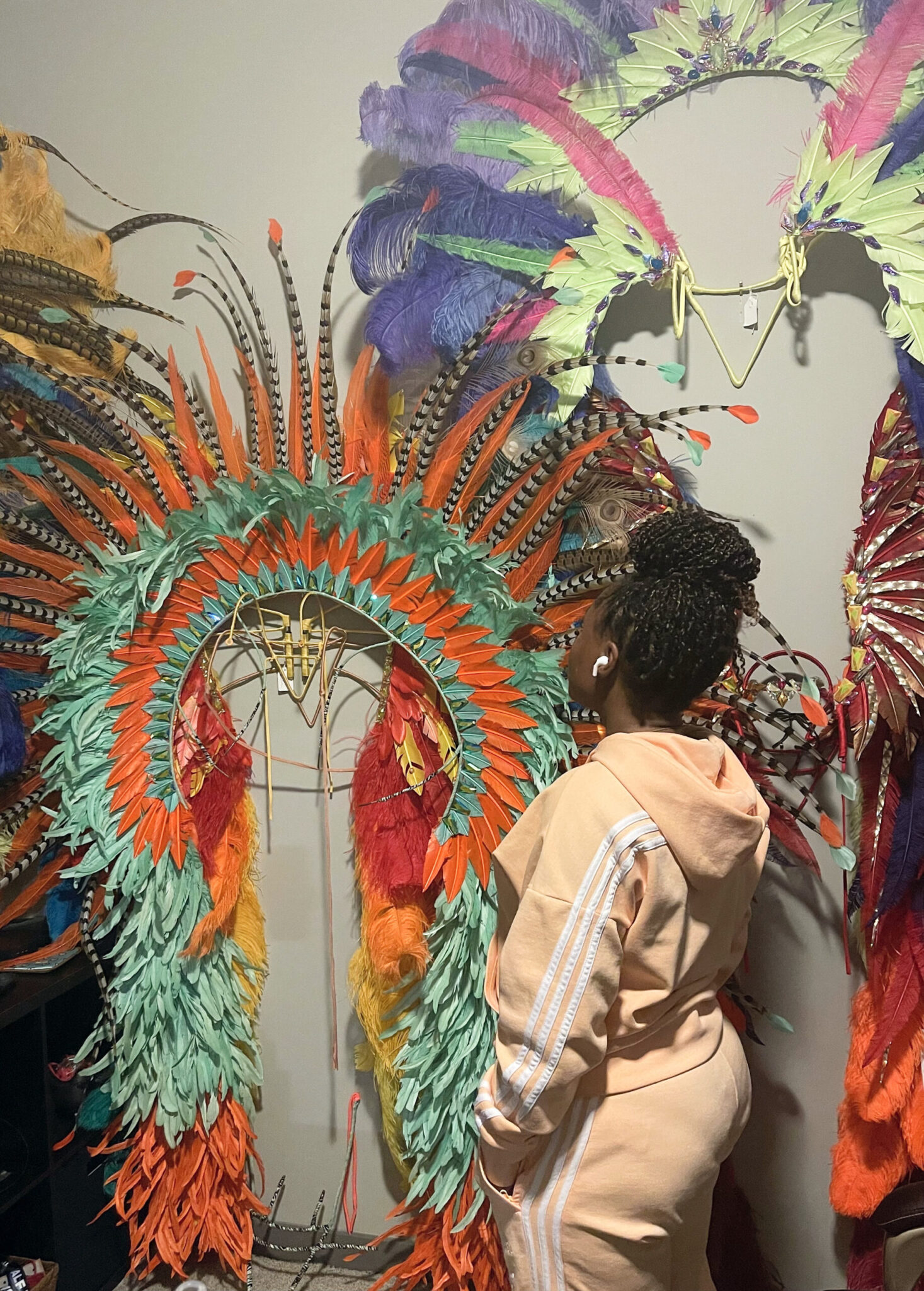 Caribbean carnival feather backpacks